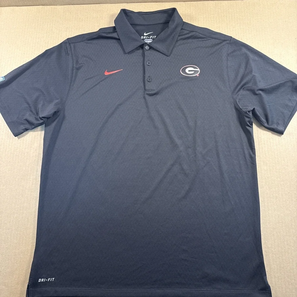 Nike Georgia Bulldogs Dri-FIT Black Polo Shirt Men's Large UGA